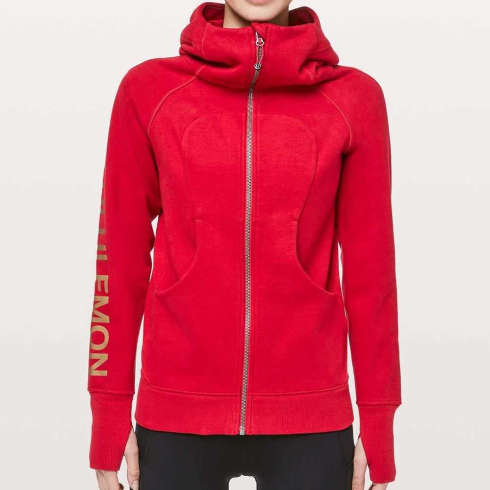 lululemon athletica Red Full-Zip Hooded Sweatshirt